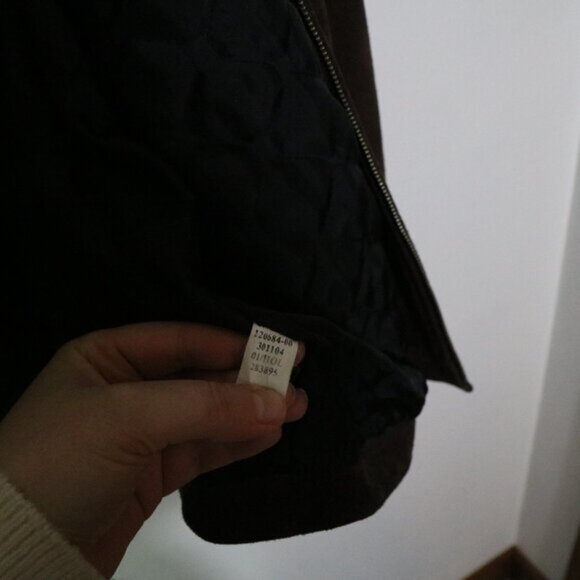 Vintage Y2K 2001 Old Navy Mens Chocolate Brown Suede Jacket Large Bomber Grunge - Picture 6 of 9